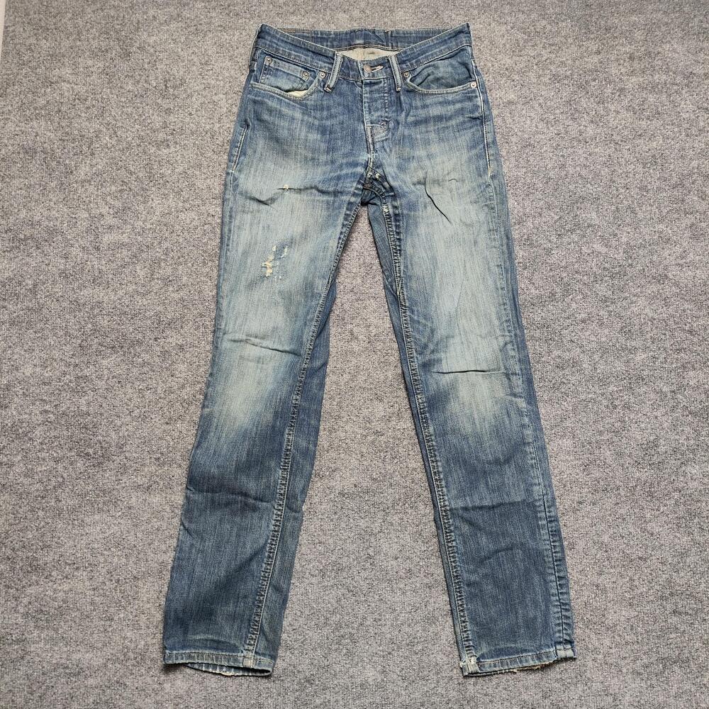 Levis 511 Jeans Mens 30x32 Blue Medium Wash Slim Tapered Distressed Denim Pants